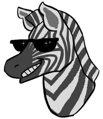 The Zine Club mascot, "Zine-Bruh," a cool zebra with sunglasses.